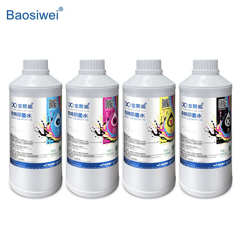 Baosiwei CMYK हीट ट्रांसफर स्याही C, M, Y, K 1000ml चिकनी मुद्रण के लिए